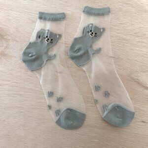 Sheer Socks for Women: Ankle Bear Cotton Cute Cartoon